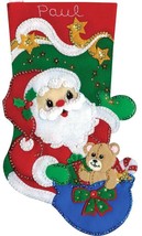 DIY Design Works Starlight Santa Christmas Bear Holiday Felt Stocking Kit 5248 - £21.54 GBP