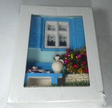 Greece Art  Souvenir Handmade Ceramic Plaque House Window &amp; Flower Pot ,New - £216.27 GBP