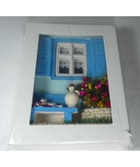 Greece Art  Souvenir Handmade Ceramic Plaque House Window &amp; Flower Pot ,New - $275.00