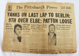 Apr 12 1945 Pittsburgh Post Gazette Newspaper WWII Yanks on Last Lap to Berlin - £74.38 GBP