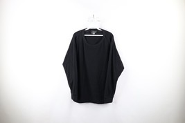 Vtg 90s Streetwear Mens XL Distressed Blank Fleece Crewneck Sweater Blac... - $33.62