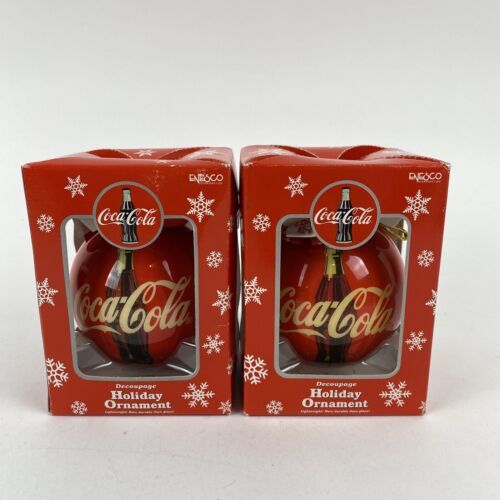 Primary image for Vintage Lot Of 2 Enesco Coca Cola Holiday Christmas Ornament 1998 Coke