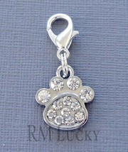 Dangle Dog Paw Print Pendant Clip On Charm Lobster Clasp C204 - £2.76 GBP