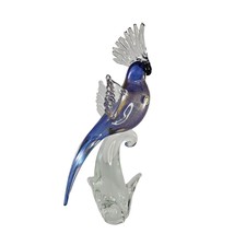 Murano Formia Italy Glass Cockatoo Large Bird Parrot Figurine Signed Blu... - $295.00