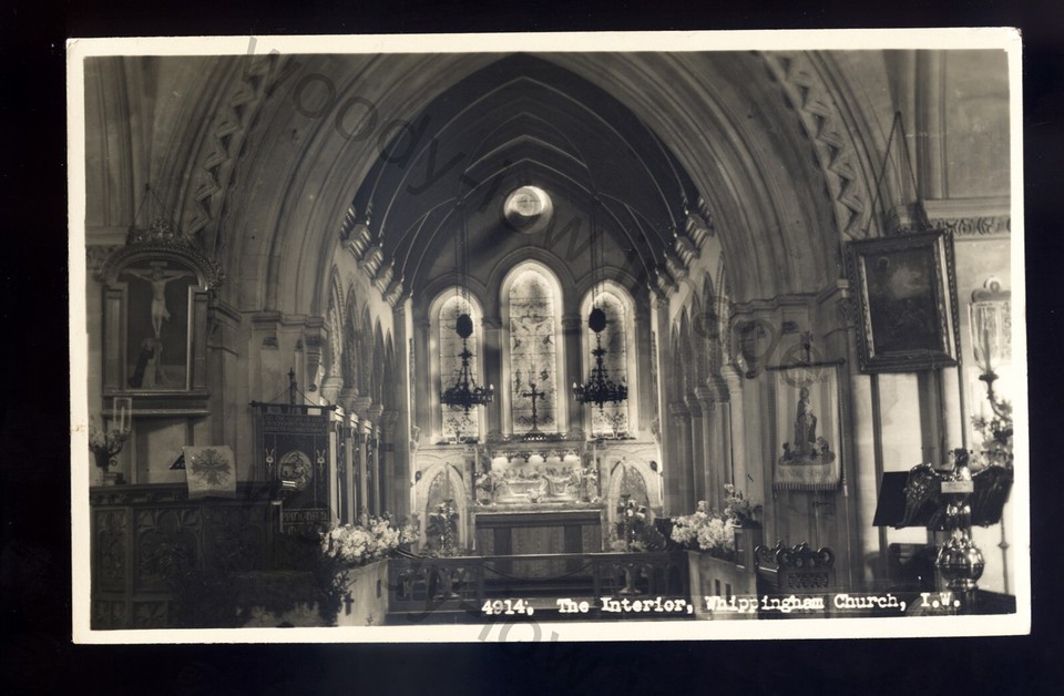 iw277 - Isle of Wight - Early View of Whippingham Church&#39;s Interior - po... - $1.34
