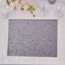 6 Charcoal Gray 16&quot;&quot; Rectangle Glittered Faux Leather Placemats Party Decoration - £16.96 GBP