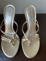 PENNY LOVES KENNY Gold Braided Leather Sandals SHOES Size 10 New SHIP FR... - $129.00