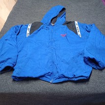 Vintage Reebok Jacket Adult XL Blue Full Zip Hooded Fleece Lined Puffer - £53.87 GBP