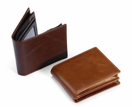 Handmade Men Bifold Wallet Classic Leather Card Holder Coin Pocket Zip C... - £21.73 GBP