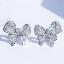 0.50Ct Round Diamond Lab Created Stud Bow Womens Earring 14K White Gold Plated - £95.91 GBP