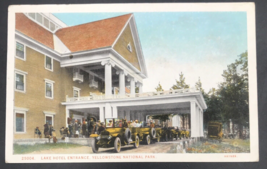 VTG 1928 Lake Hotel Entrance Yellowstone National Park Postcard Wyoming Cancel - £6.72 GBP
