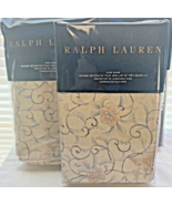 2 RALPH LAUREN Madalena Audrey KING SHAMS SET $230 NEW Tan Floral Scroll - €77,14 EUR