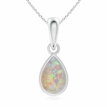 ANGARA Pear-Shaped Opal Solitaire Dangle Pendant Necklace in Silver - £145.41 GBP