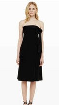 Club Monaco Black Tymber Side Tie Midi Length A Line Dress w Satin Band ... - £54.48 GBP