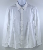 V) True Classic White Commuter Long Sleeve Button Up Shirt Men Large - £38.69 GBP