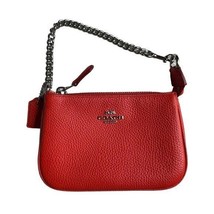 Coach Orange leather wristlet bag silver chain NWOT - £38.46 GBP