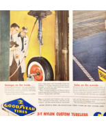 1956 Goodyear 3T Nylon Tubeless Tire Advertisement Automobilia Centerfol... - €25,75 EUR