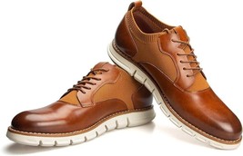 Men’s Jitai 11 Lace Up Oxford Dress Shoes Brogue-Brown - £19.71 GBP
