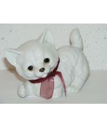 Vintage 4.5" Japan playful white fluffy kitten cat figurine ~B - $5.00
