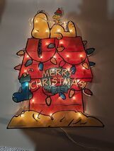 Vintage Snoopy Merry Christmas Lighted Sculpture Tested Works Woodstock  - $18.09