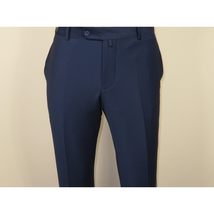 Men's MONO Turkey Slacks 100% Wool Plain Front Slim Fit 2502-04 Royal Blue image 6