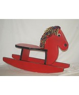 Classic Whimsical Wooden Red Rocking Horse Pony w Multi-Colored Mane Chi... - $69.29