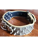 TEEMERRYCA ~ ANIMAL PRINT Wide Dog Collar ~ Spike Studs ~ Leather ~ Medi... - £17.78 GBP