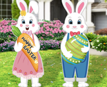 Easter Decorations Outdoor, 32In Easter Bunny and Egg Yard Sign with Met... - £22.74 GBP