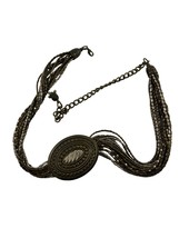 Chicos Metal Medallion Belt Multistrand Beaded Chain Womens Bronze Color Boho - £22.94 GBP