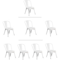 Tolix Style White Metal Stack Industrial Chic Dining Chair In 1-4 Unit Discounts - £94.33 GBP+