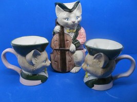 Fitz And Floyd Vintage Hand Painted Toby And Cello Pitcher And 2 Toby Ca... - $49.00