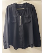Express Portofino V-Neck M Blouse Roll Tab Long Sleeve Express Women V N... - $19.79