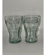 Coca Cola Coke Green Embossed Logo Shot Glasses Set of 2  Barware Collec... - $15.84