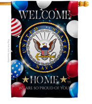 Welcome Home Navy - Impressions Decorative House Flag H108628-BO - £32.78 GBP