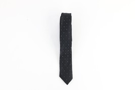 Vintage 40s Bespoke Brocade Silk Cross Geometric Neck Tie Wedding Black USA - £38.22 GBP