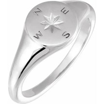 Sterling Silver 9.3 mm Round Compass Signet Ring - £117.20 GBP+