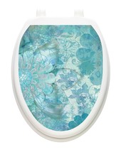 Floral Haze  Vinyl Lid Cover Toilet Tattoos Removable Reusable Blue/Green - $410.07 MXN