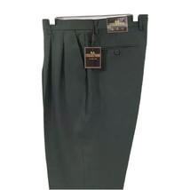 K.C. Collections Men&#39;s Dress Pants Hunter Green Pleated Regular Hem Sizes 32-34 - £23.97 GBP