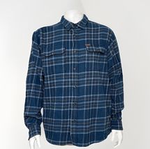 Orvis Shirt Jacket Mens 2XL Blue Tan Plaid Flannel Heavy Shacket Hunting... - $28.78