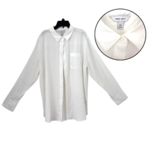 Nine West Women&#39;s XXL White Button Down Shirt Blouse Top Long Sleeve Cla... - $400.82 MXN