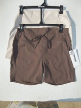 NWT VOGO BROWN&amp;BEIGE 2PK ATHLETIC BIKE SHORTS XL - £12.27 GBP