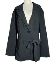 NEW Spiegel Black Single Breasted Belted Blazer Jacket Size 24W Peplum Back - $42.56