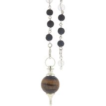 Pendulum Sephoroton w/Lava Beads - Rose Quartz (Rose Quartz) - $17.50