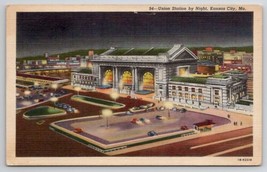 Union Station By Night Kansas City MO Missouri Railroad Postcard K26 - £4.67 GBP