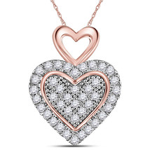 10kt Two-tone Gold Womens Round Diamond Heart Pendant 1/6 Cttw - £158.98 GBP