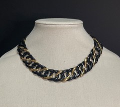 NAPIER Black and Gold Tone Interlocking Oval Vintage Necklace - $15.00
