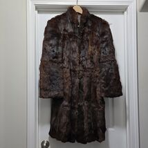VTG Genuine Rabbit Fur Mid Length Coat Dark Brown Women’s Sz S NEEDS REP... - $135.84
