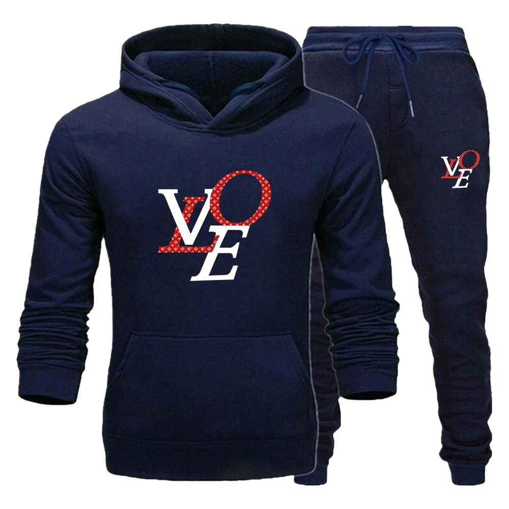 Couple Trauit Fashion LOVE Print Sweatshirt and Sweatpant 2 Pieces Lovers Casual - £84.04 GBP