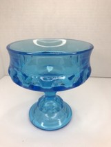 Vintage Indiana Glass Imperial Blue Compote Candy Dish Bowl Pedestal Kings Crown - £8.39 GBP