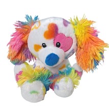Fiesta Neon Rainbow Heart Valentine Sitting Puppy Dog Plush 9.5” - £22.01 GBP